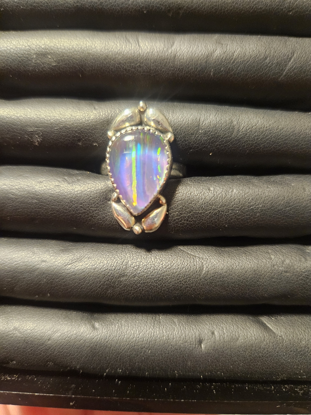 Sterling Silver Opal Teardrop Ring